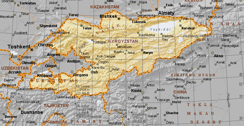 kyrgyzstan physical map